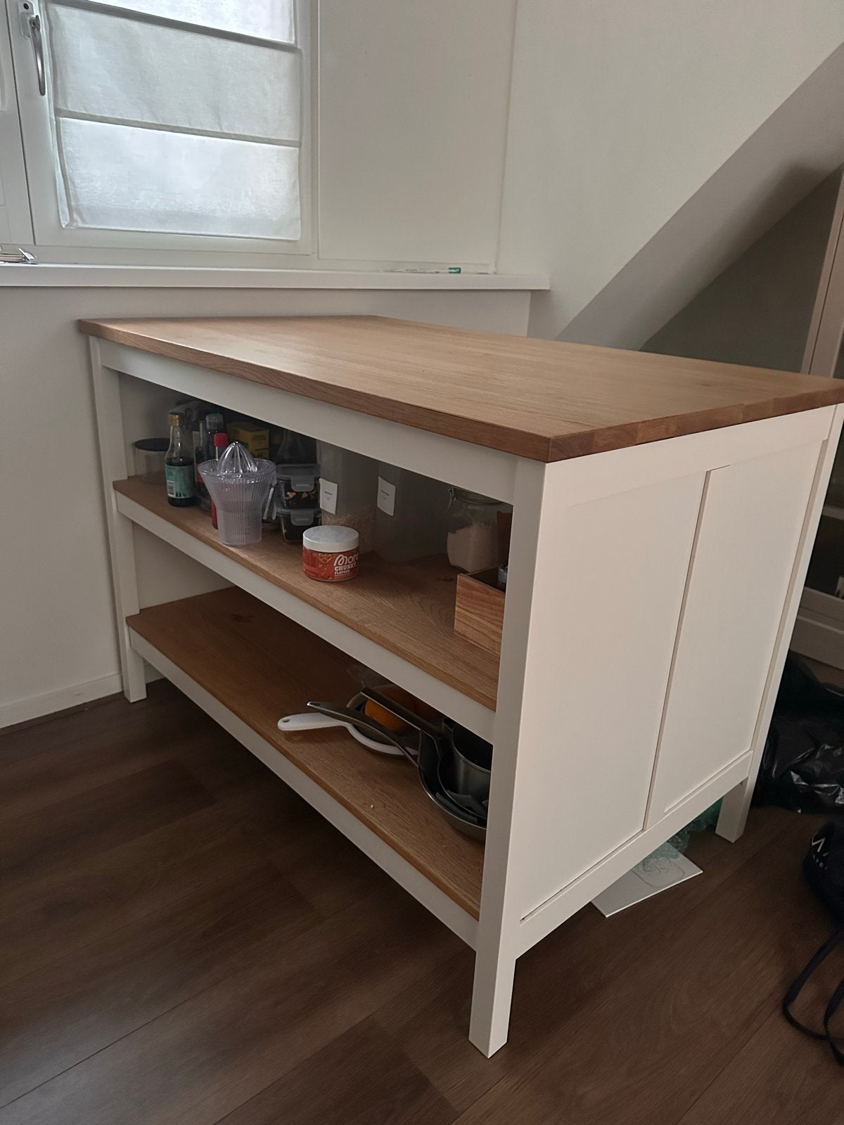 IKEA Tornviken kookeiland - wit/eiken, Huis en Inrichting, Ophalen, Hout, IKEA, Keukentrolley