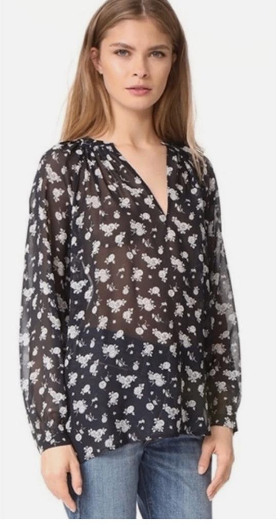 NIEUW Vince wijde dblauwe zijden blouse mt S (en M), Kleding | Dames, Nieuw, Maat 36 (S), Vince, Verzenden