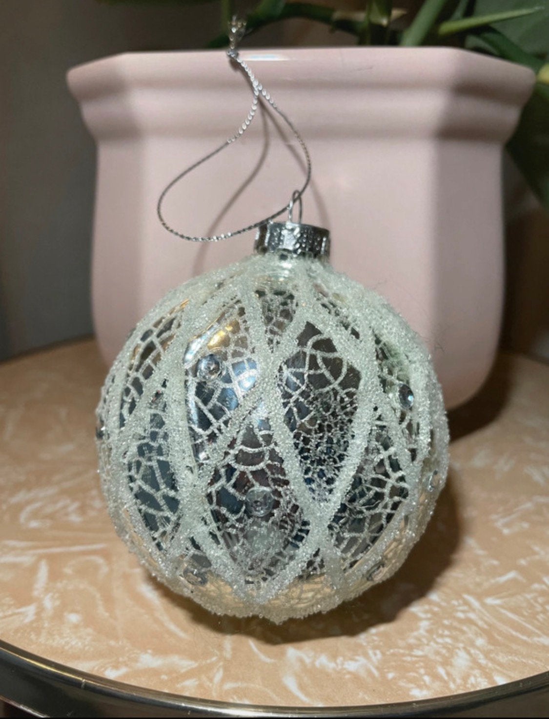 Zilver kleurige kerstbal hanger kerstboom, Ophalen, Zo goed als nieuw