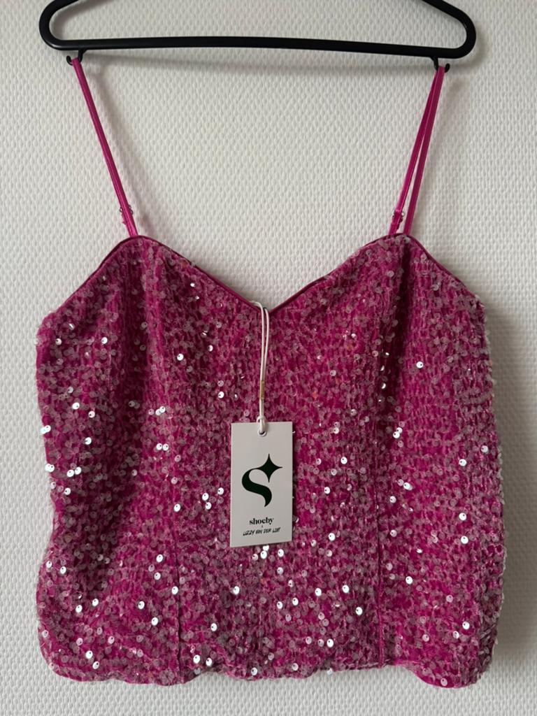 Nieuw Shoeby x Lizzy van der Ligt pailletten top roze L, Verzenden, Maat 42/44 (L), Nieuw, Roze