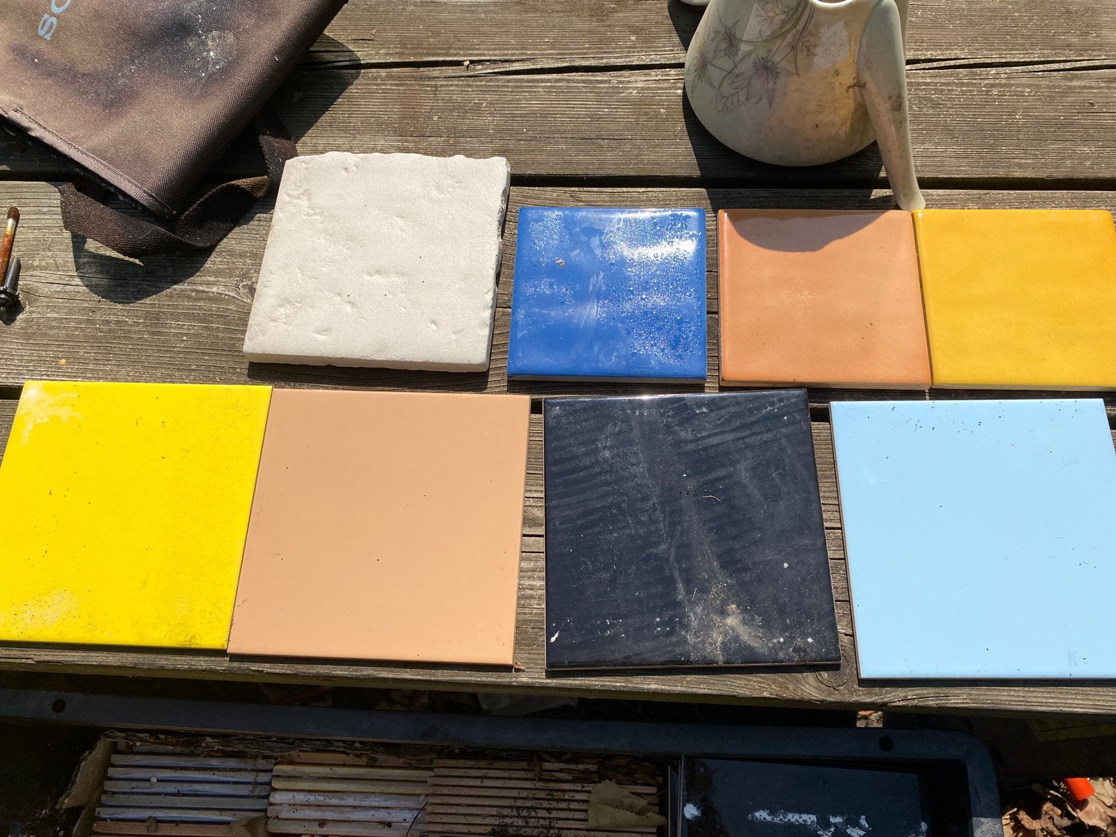 Krat gekleurde tegeltjes. 11,5 en 15 cm, Ophalen, Minder dan 5 m², Wandtegels, Keramiek