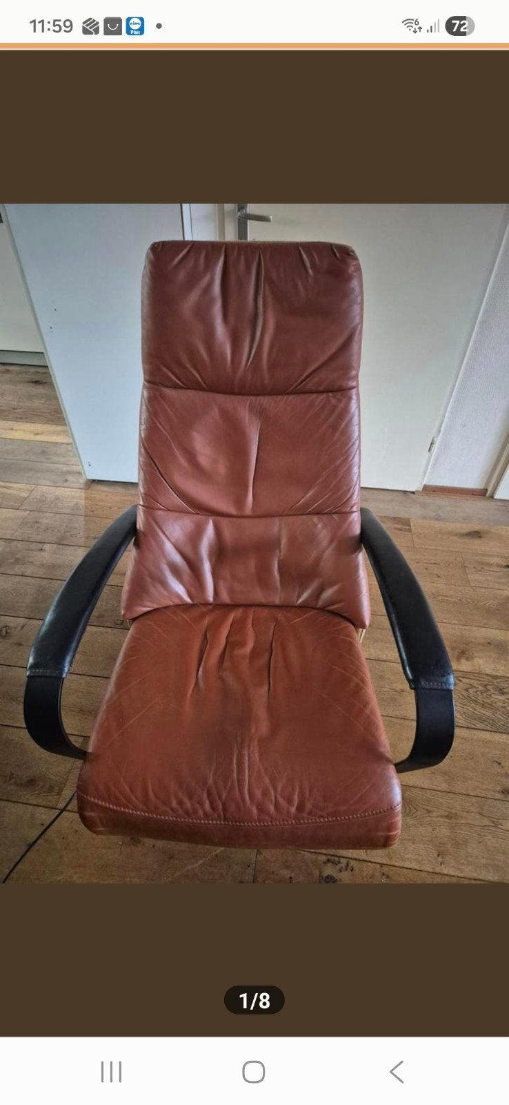 Prominent leren relaxfauteuil Model Humberto, Ophalen, Gebruikt, 50 tot 75 cm, Leer
