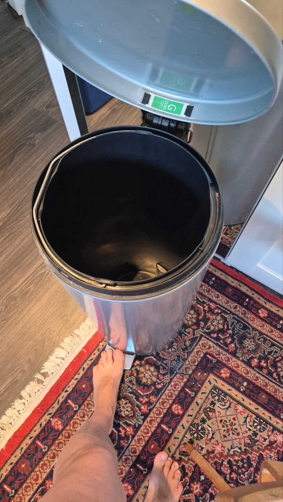 Brabantia pedaalemmer 23-30L zilverkleurig metaal, Ophalen, 50 – 75, Gebruikt, Met pedaal