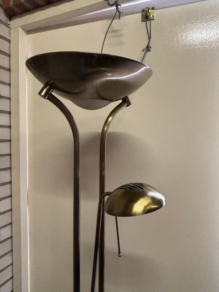 Klassieke bronzen vloerlamp met leeslamp, Ophalen, Gebruikt, Metaal, 150 tot 200 cm