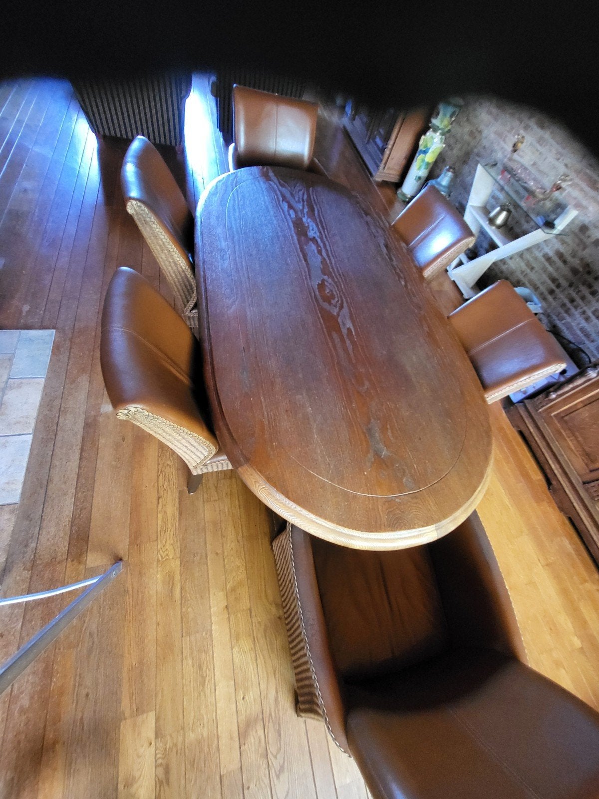 Ovale eettafel van eikenhout, Ophalen, Gebruikt, 100 tot 150 cm, 50 tot 100 cm