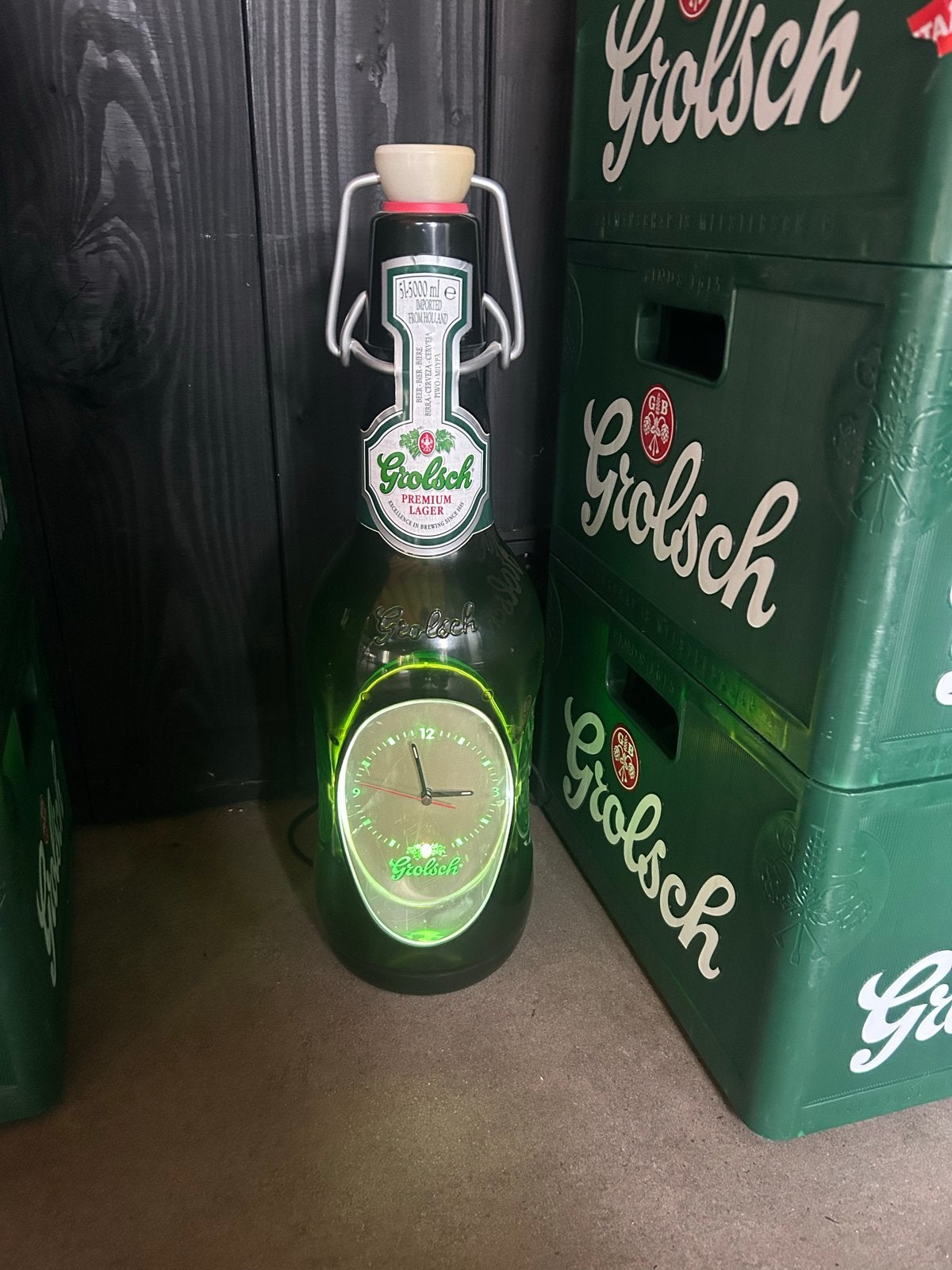 Grolsch 5L fles met klok - Uniek decoratiestuk, Verzamelen, Ophalen of Verzenden, Zo goed als nieuw