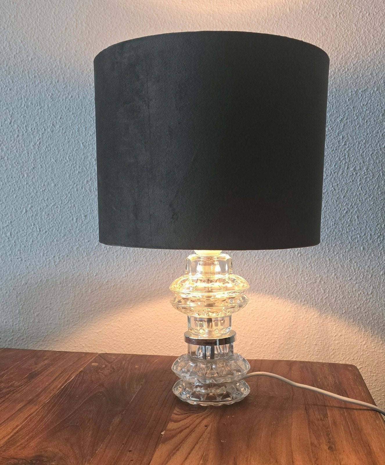 Vintage Tafellamp, 38 cm, Ophalen of Verzenden, Zo goed als nieuw, Met kap