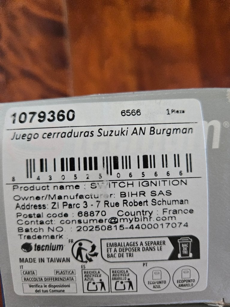 contactslot Suzuki Burgman 400AN, Ophalen of Verzenden, Nieuw