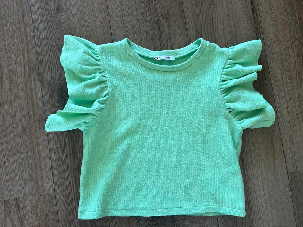Zara mintgroene top maat S, Ophalen of Verzenden, Zo goed als nieuw, Korte mouw, Maat 36 (S)