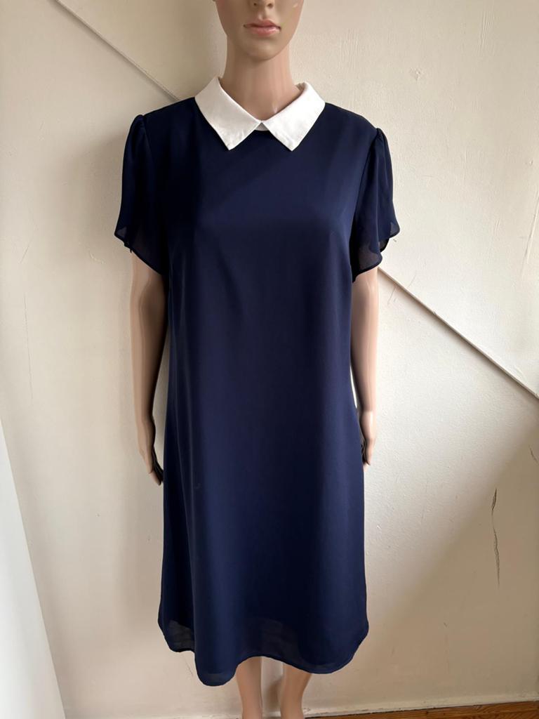 Uta Raasch jurk maat 40 donkerblauw offwhite kraag, Maat 38/40 (M), Blauw, Ophalen of Verzenden, Zo goed als nieuw