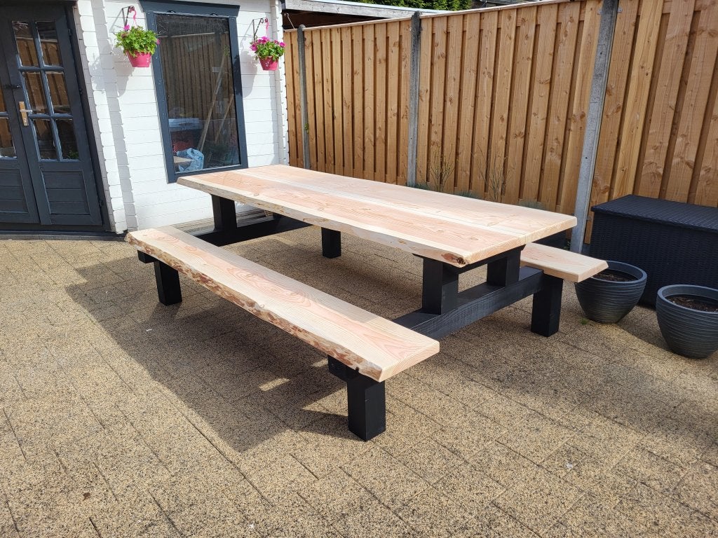 Picknicktafel douglas/lariks hout. Boomstamtafel., Niet ingevuld, Niet ingevuld, Nieuw, Ophalen of Verzenden