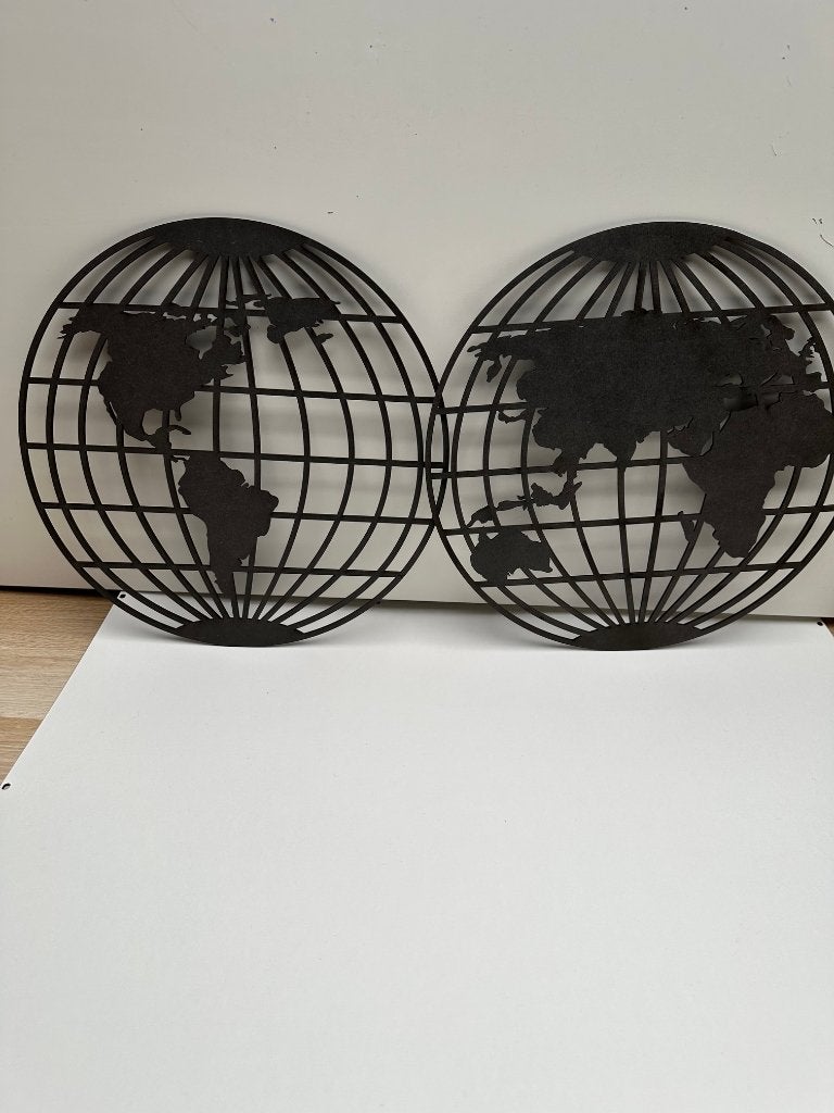 2-delige wereldkaart wanddecoratie zwart – modern, Ophalen, Modern, Zwart, Hout