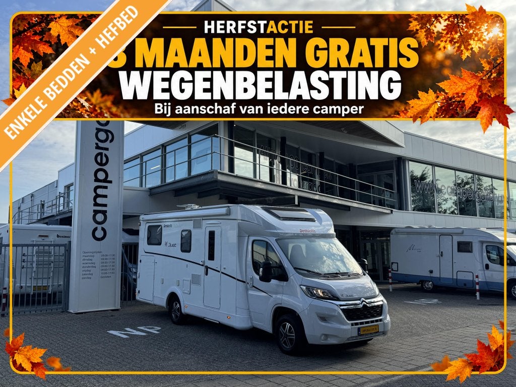 Dethleffs Just 90 T 7052 ENKELE BEDDEN+HEFBED ZONNEPANEEL, 6 tot 7 meter, Bedrijf, Tot en met 4, Minder dan 3 maanden geleden