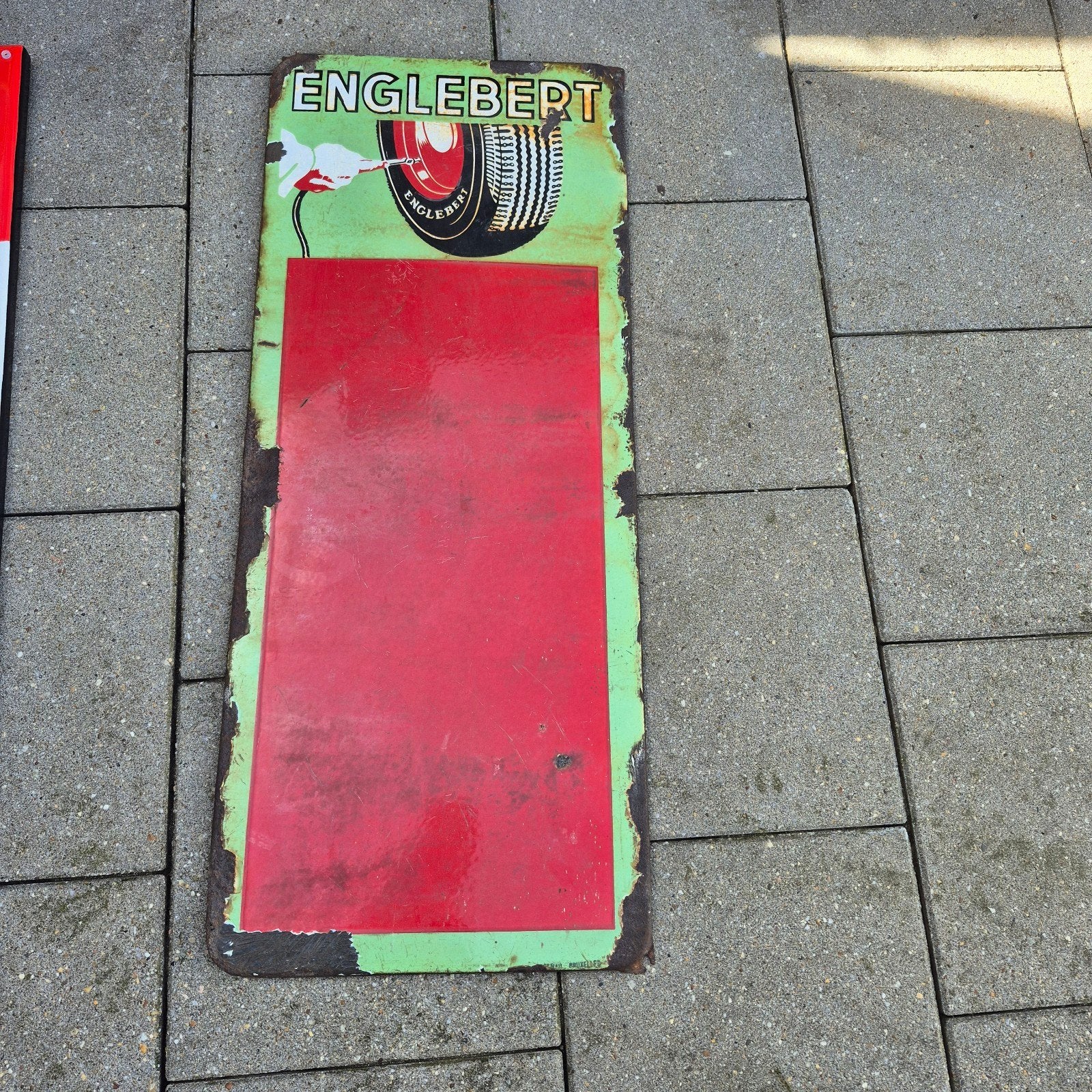 Vintage Emaille Reclamebord Englebert Banden, Antiek en Kunst, Ophalen of Verzenden