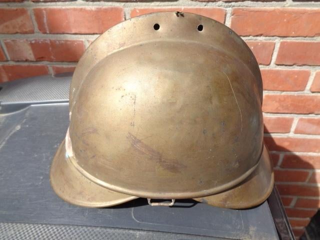 Oude Duitse brandweerhelm uit messing, met binnenwerk, Ophalen of Verzenden