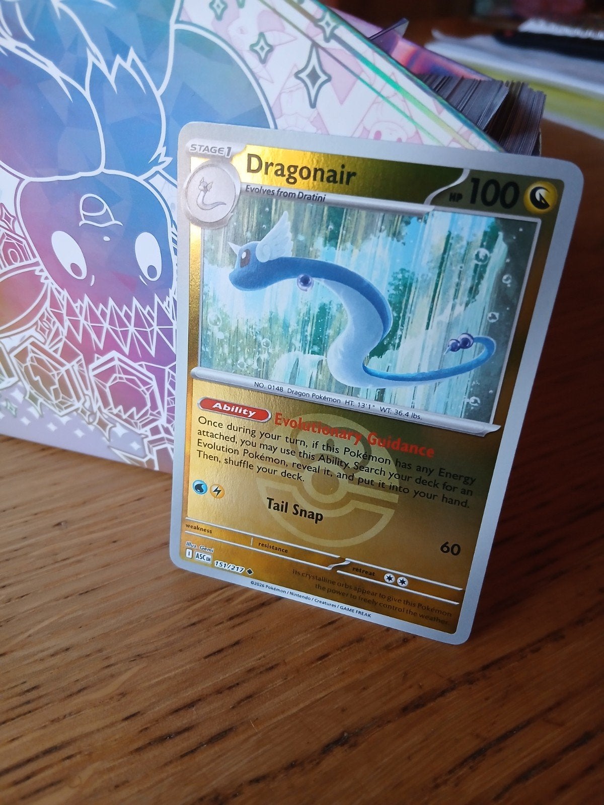Dragonair Pokémon Kaart 151/217, Ophalen of Verzenden, Zo goed als nieuw, Losse kaart, Foil