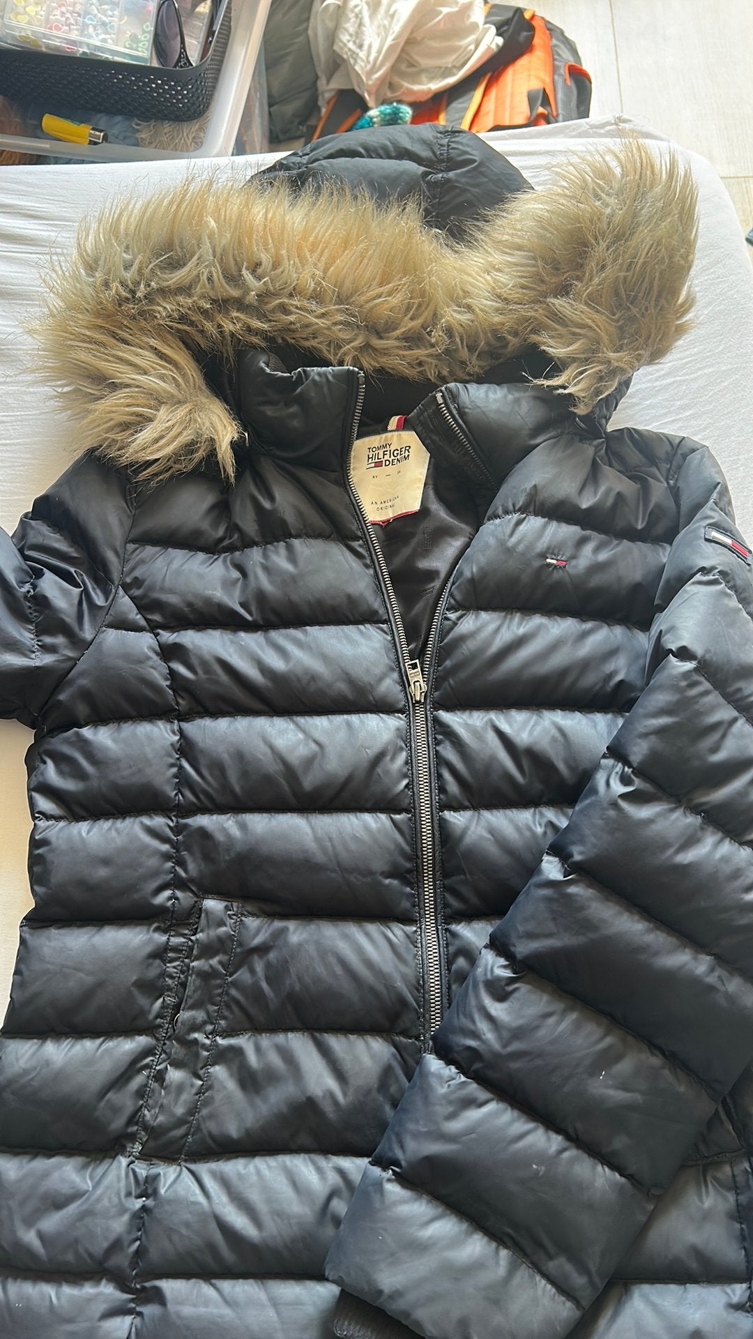 Dikke Tommy Hilfiger Puffer Winterjas met Bontkraag - Maat M, Kleding | Dames, Ophalen of Verzenden, Gedragen, Maat 38/40 (M)