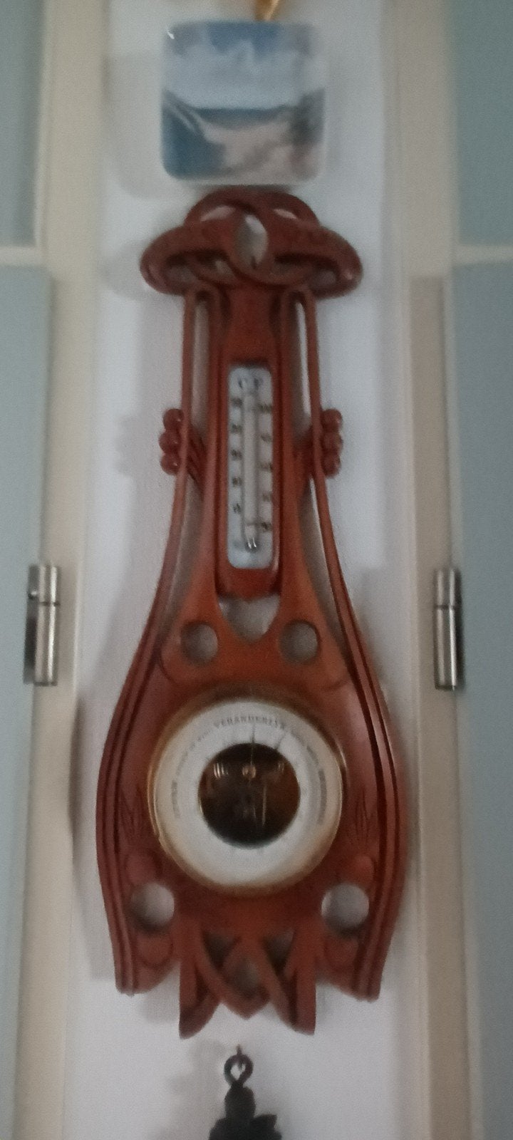 Antieke Barometer en Thermometer - Houtsnijwerk, Antiek en Kunst, Ophalen of Verzenden