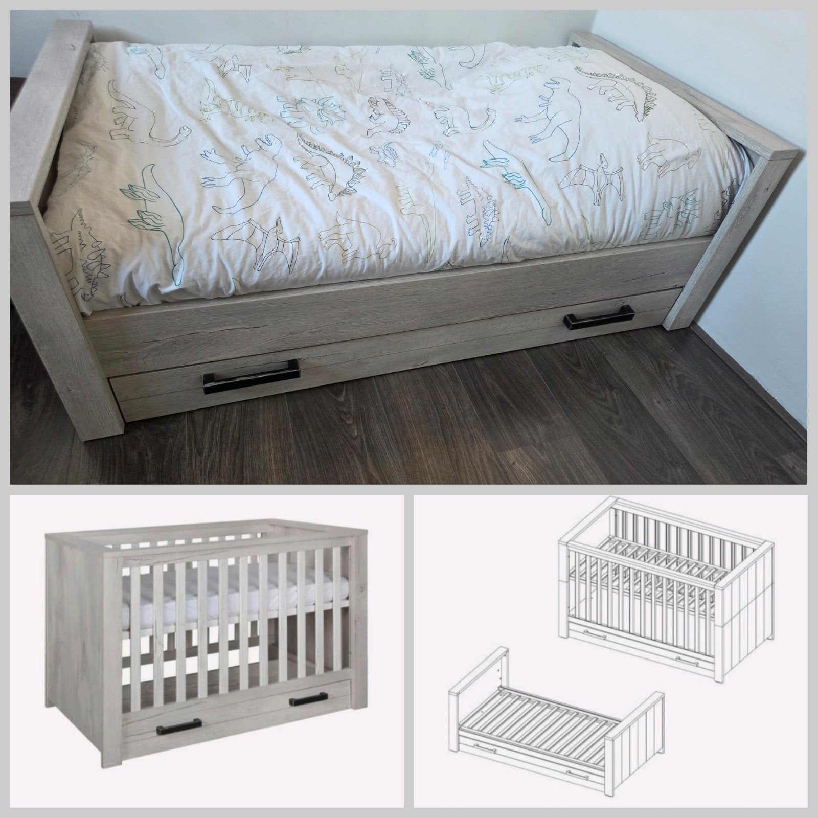 Babykamer Kidsmill Sem Nautic o.a. met doorgroeibed, Ophalen, Gebruikt, In hoogte verstelbaar