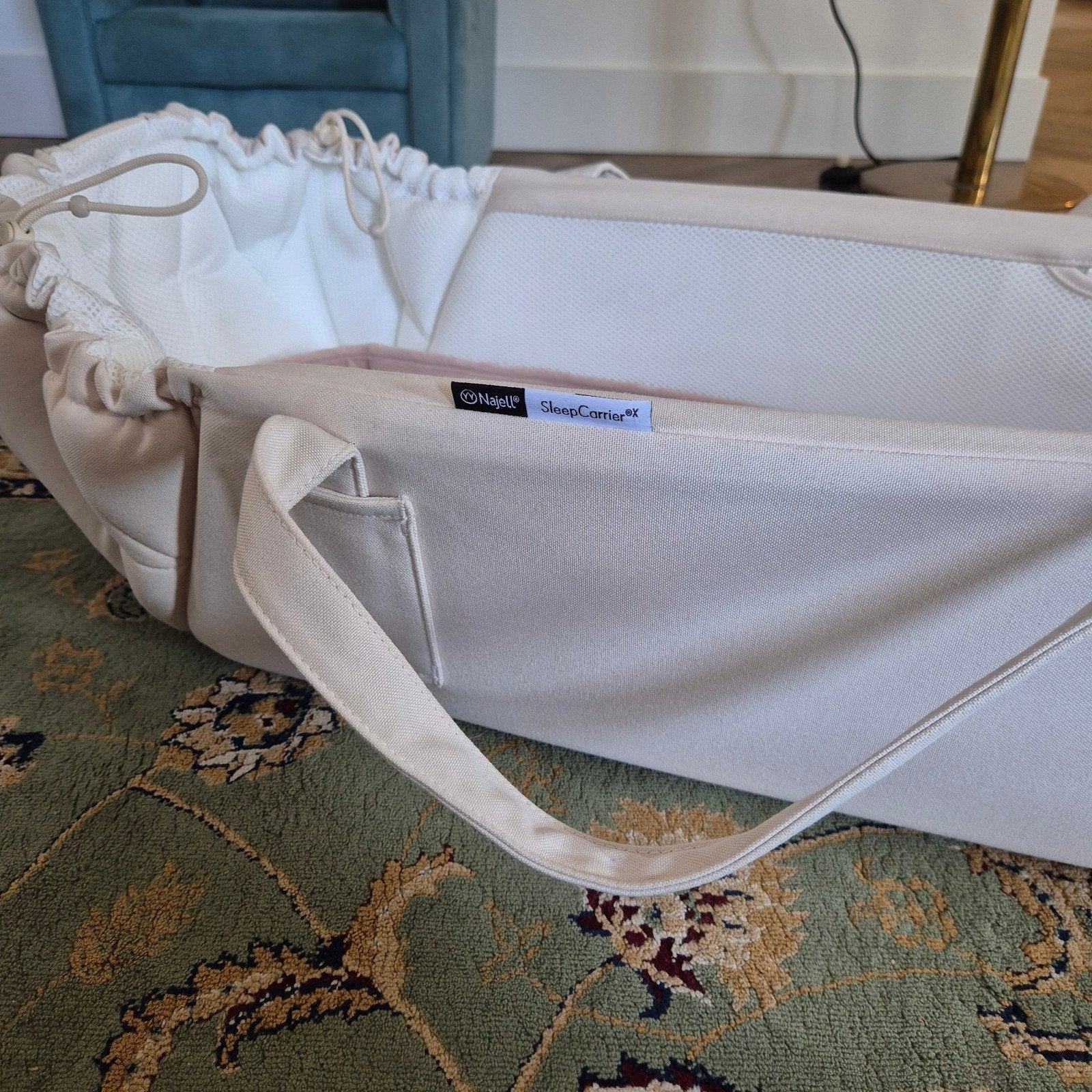 Najell SleepCarrier X in beige, Kinderen en Baby's, Overige typen, Zo goed als nieuw, Buik, Rug of Zij, Ophalen