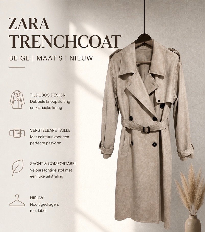 Nieuwe Zara Trenchcoat - Maat S, Ophalen of Verzenden, Nieuw, Maat 36 (S), Beige