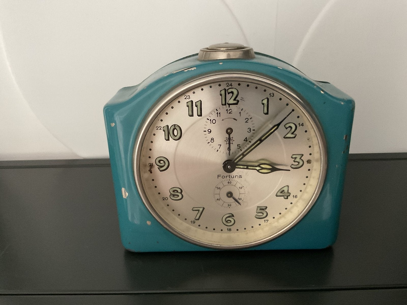 Vintage Junghans Fortuna Wekker - Turquoise, Ophalen of Verzenden