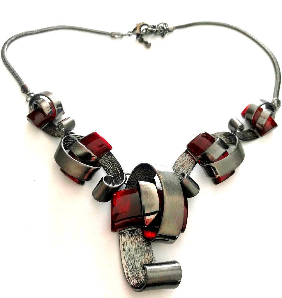 Mooie aparte indrukwekkende modernistische ketting, Verzenden, Zo goed als nieuw, Overige materialen, Met hanger