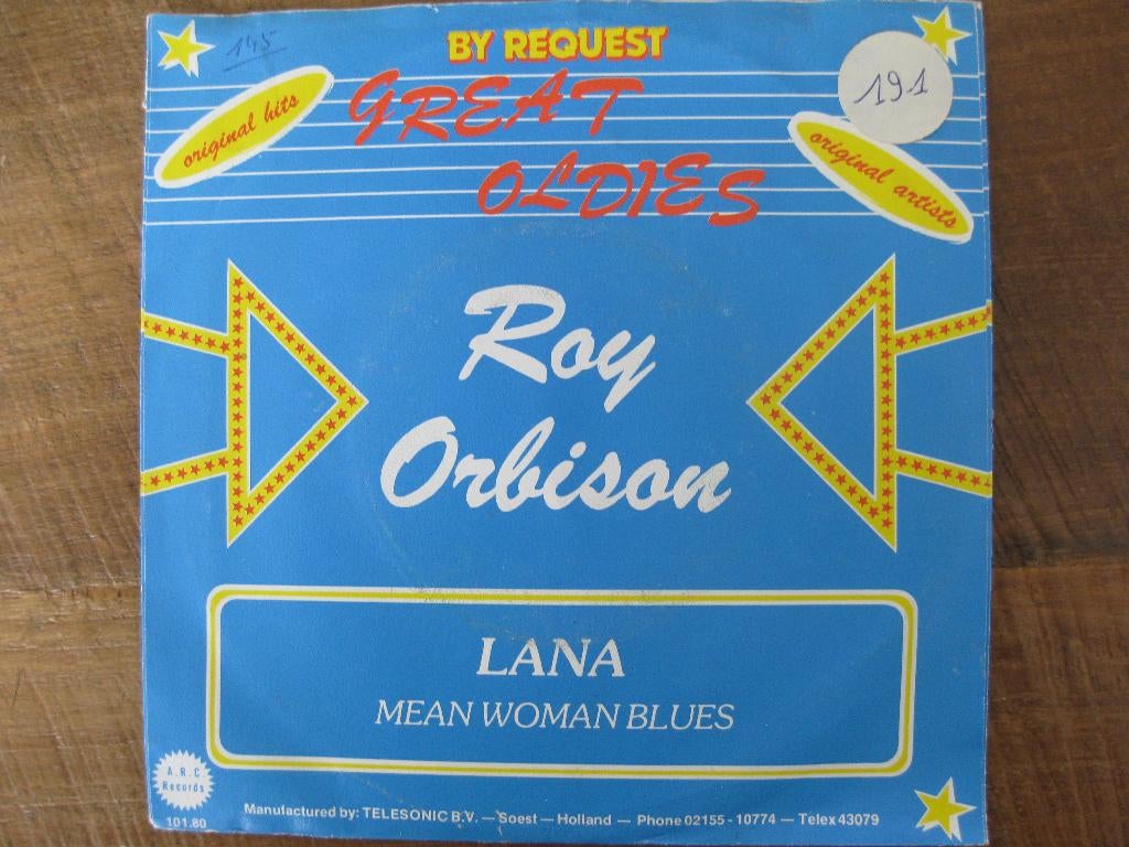 Vinyl single Roy Orbison   "Lana" & "Mean woman blues", Ophalen of Verzenden, Gebruikt, Pop