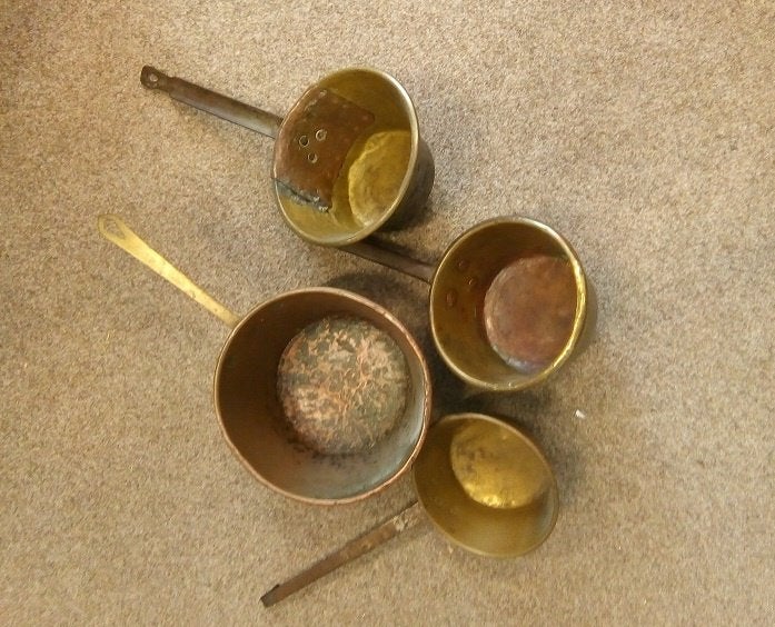 Antieke koperen pannen, Ophalen of Verzenden