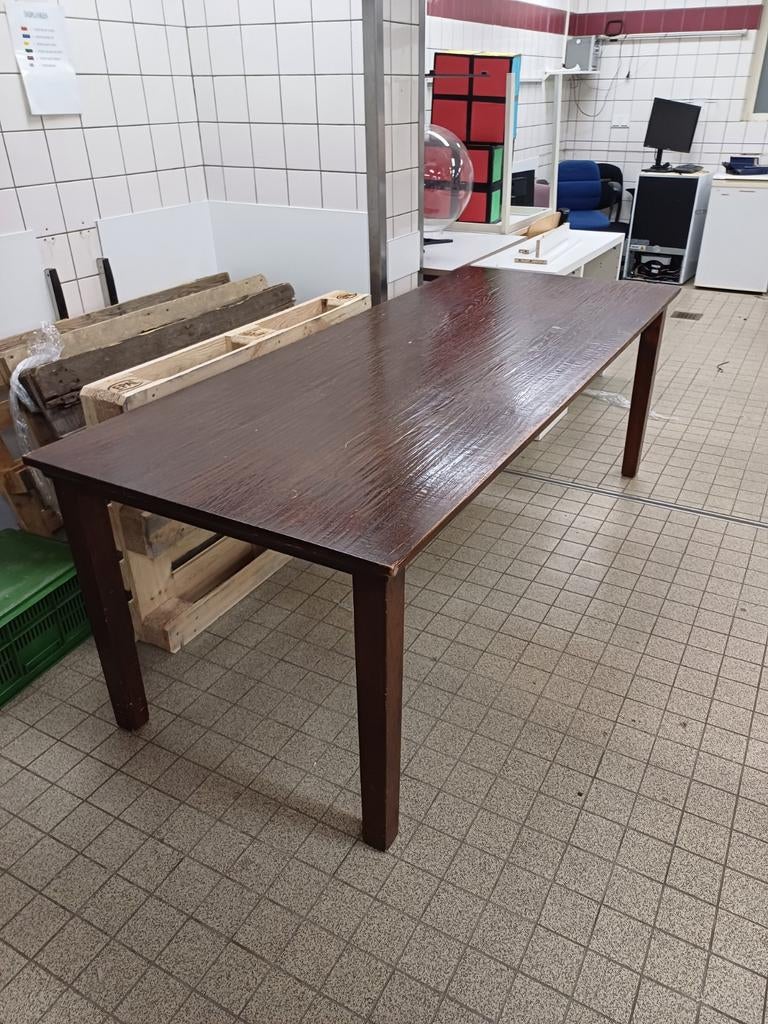 3 Grote Massief Houten Eettafels / Werktafels, Huis en Inrichting, Tafels | Eettafels, Ophalen, Gebruikt, 200 cm of meer, 50 tot 100 cm