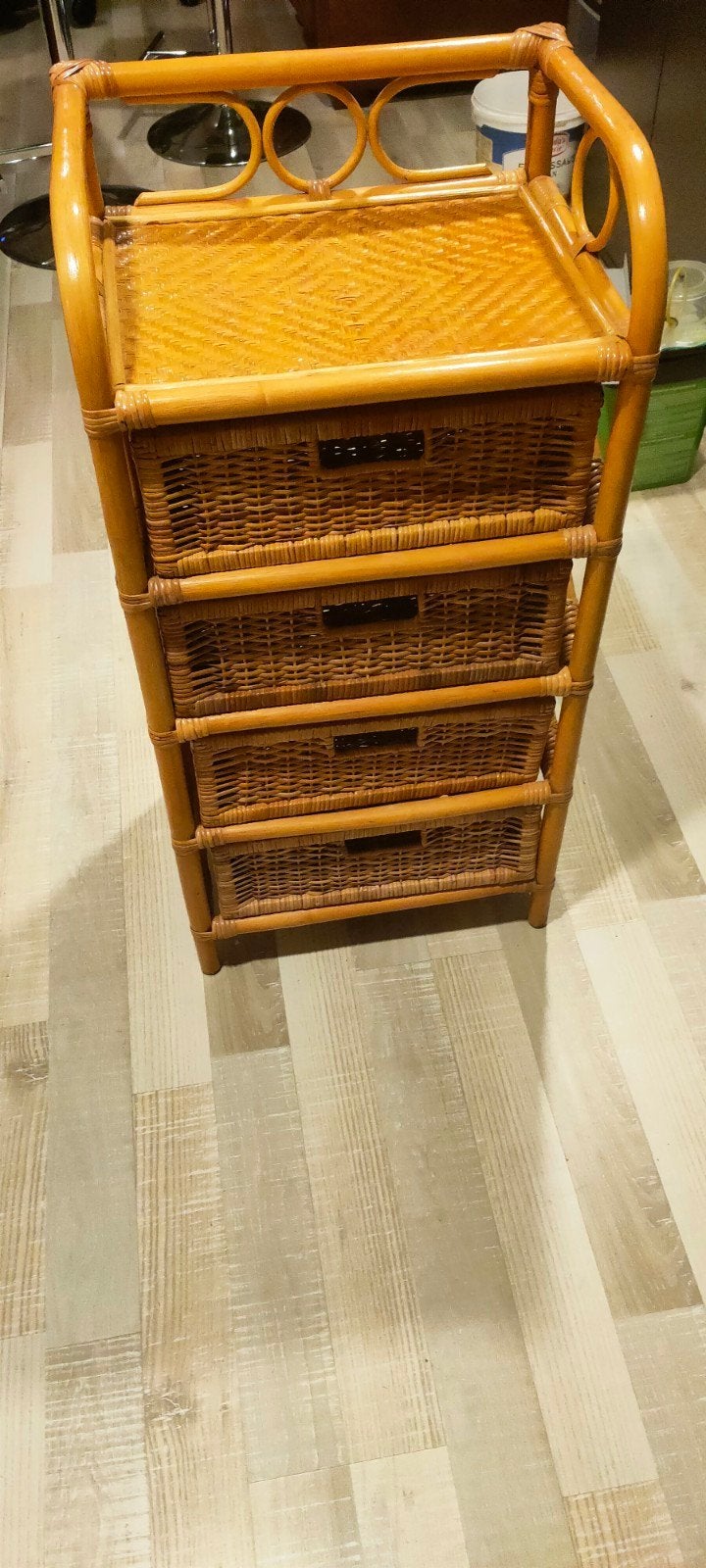 Rotan kastje met 4 laden, Huis en Inrichting, Minder dan 50 cm, Gebruikt, 3 of 4 laden, Minder dan 100 cm