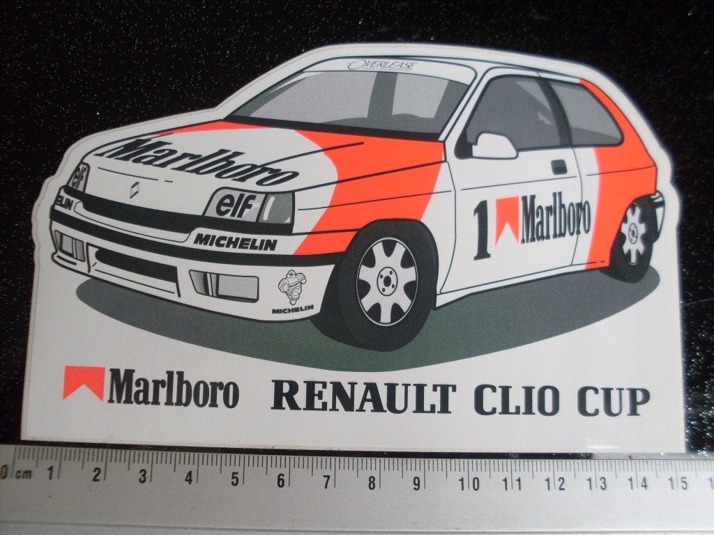 sticker marlboro renault clio cup michelin elf rally, Verzenden, Zo goed als nieuw, Auto of Motor