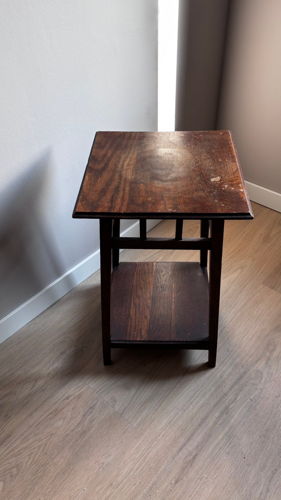 Hoge bijzettafel donkerbruin, Ophalen, Minder dan 55 cm, Gebruikt, 60 cm of meer