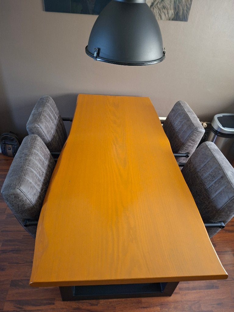 Douglas houten eettafel met 4 stoelen, Huis en Inrichting, Tafels | Eettafels, Ophalen, 50 tot 100 cm, Zo goed als nieuw, 150 tot 200 cm