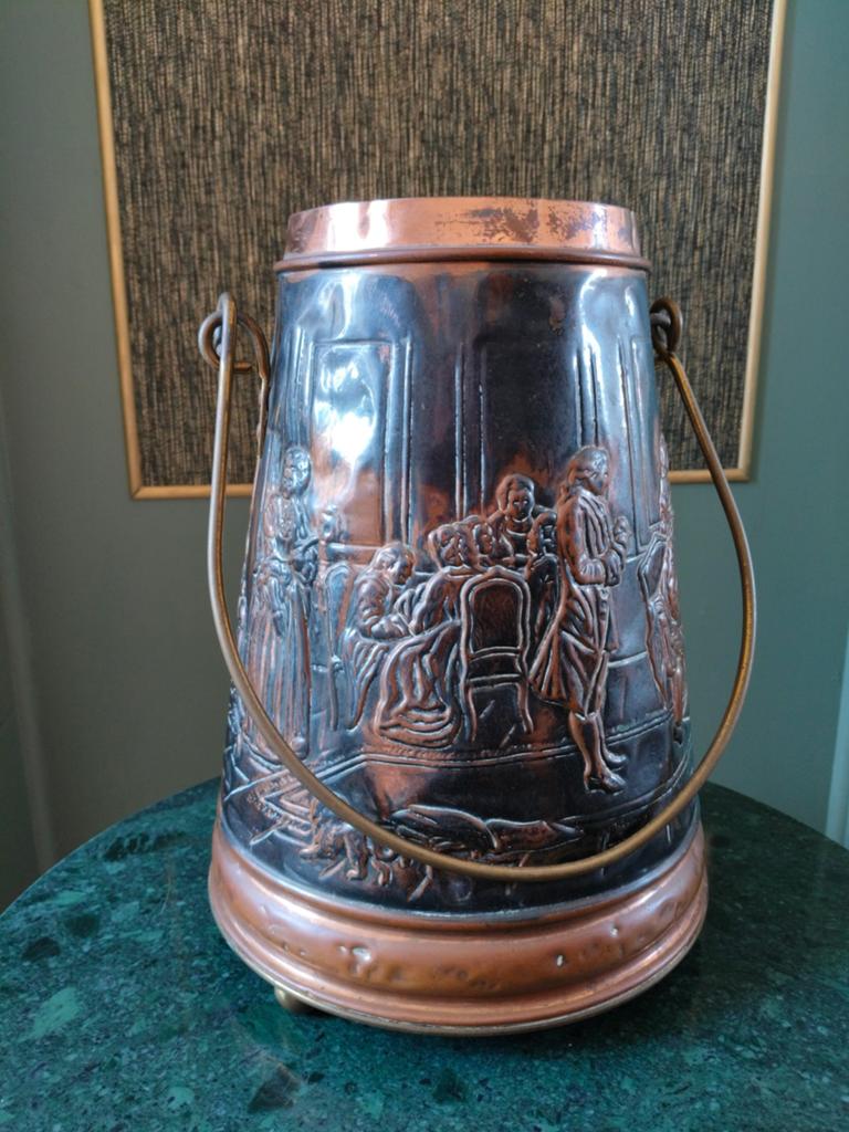 Antieke mooie pot met hengsel messing en koper 3D, Antiek en Kunst, Antiek | Koper en Brons, Ophalen, Koper