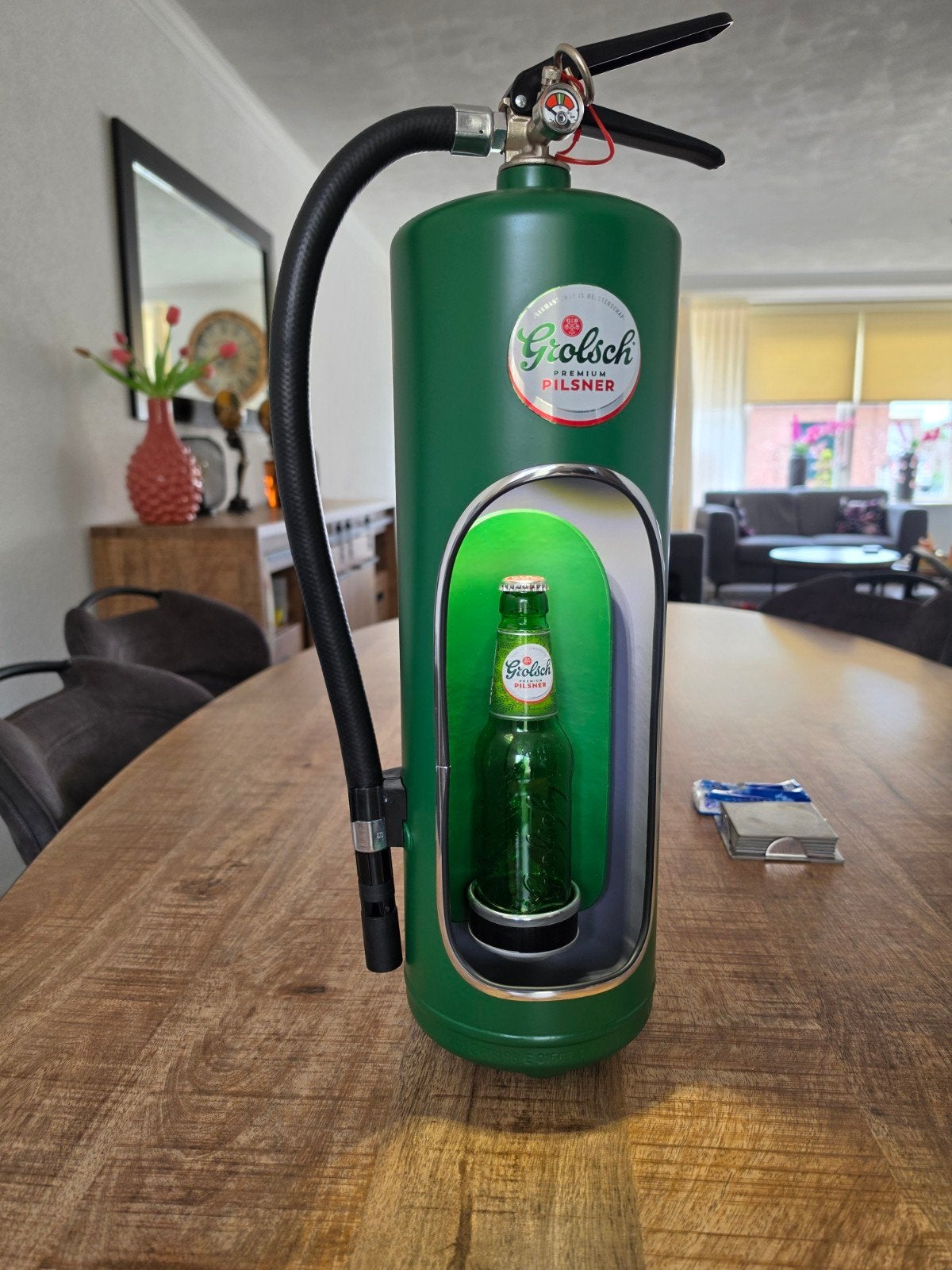 Grolsch brandblusser met verlichting zie foto, Ophalen of Verzenden, Zo goed als nieuw, Lichtbak of (neon) lamp