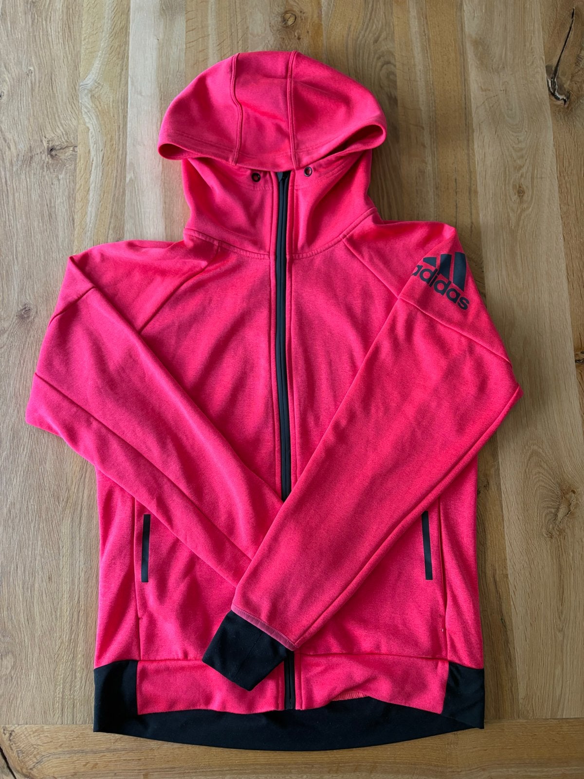 Adidas dames trainingsvest met hoodie maat M roze, Ophalen of Verzenden, Gedragen, Maat 38/40 (M), Roze