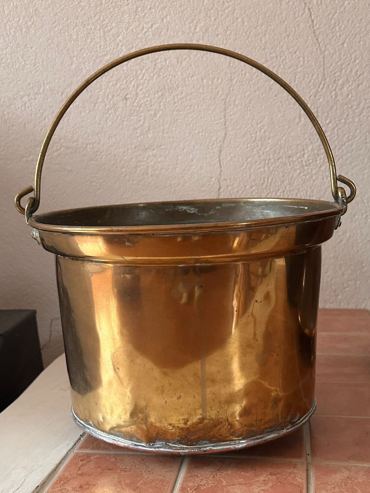 Antieke Messing Aker / Koperen Emmer met Hengsel, Ophalen of Verzenden, Koper