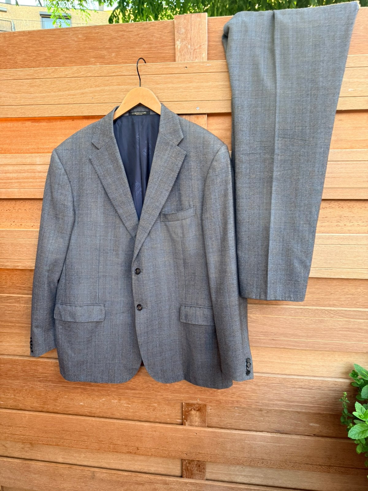 Corneliani 100% virgin wollen kostuum maat 58 grijs blauw, Ophalen, Zo goed als nieuw, Maat 56/58 (XL), Blauw
