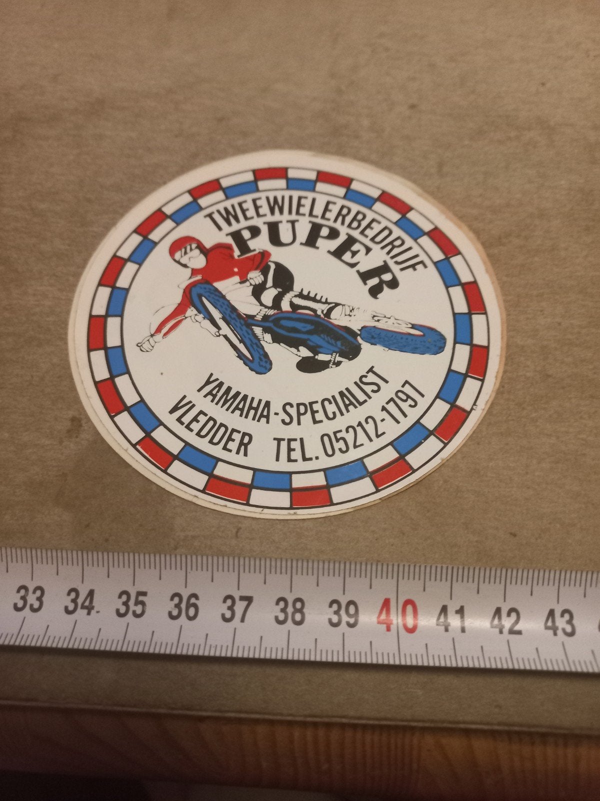 Vintage Sticker Tweewielerbedrijf Puper Yamaha Specialist, Ophalen of Verzenden, Gebruikt