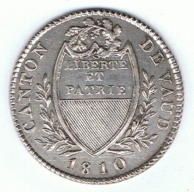 23-1498 Zwitserland, Vaud 5 batz 1810, Ophalen of Verzenden, Overige landen, Losse munt, Zilver