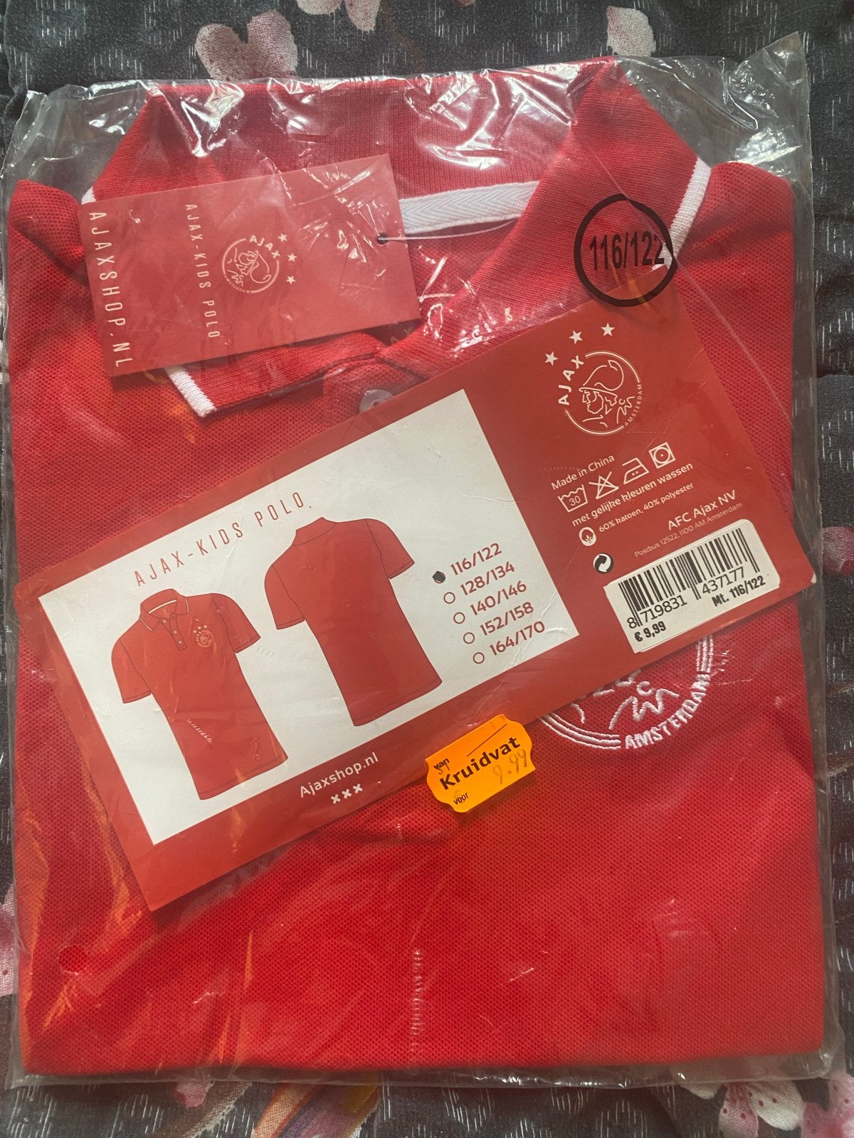 Nieuwe Ajax Kids Polo Maat 116/122 - Rood, Ophalen of Verzenden, Nieuw, Jongen of Meisje