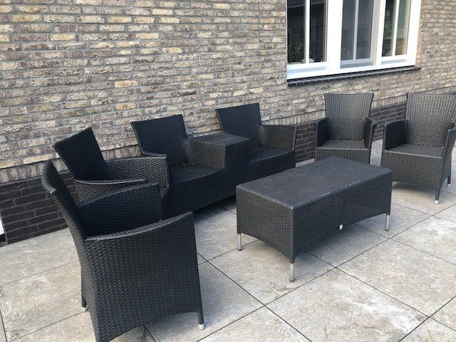 Complete tuinset, Kunststof, Gebruikt, 6 zitplaatsen, Ophalen of Verzenden