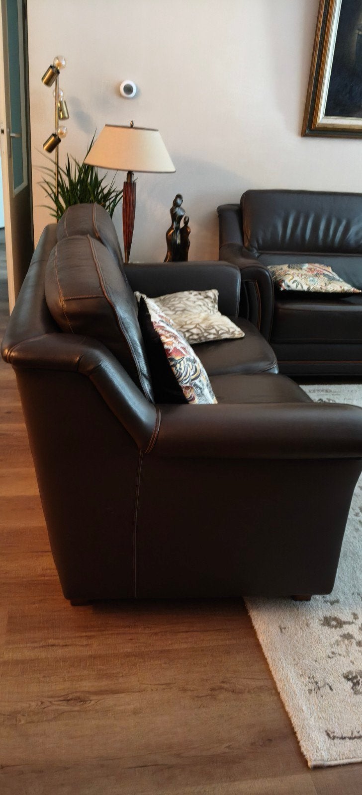 Tweezitsbank leer donkerbruin, gratis af te halen, Ophalen, 150 tot 200 cm, Tweepersoons, Leer