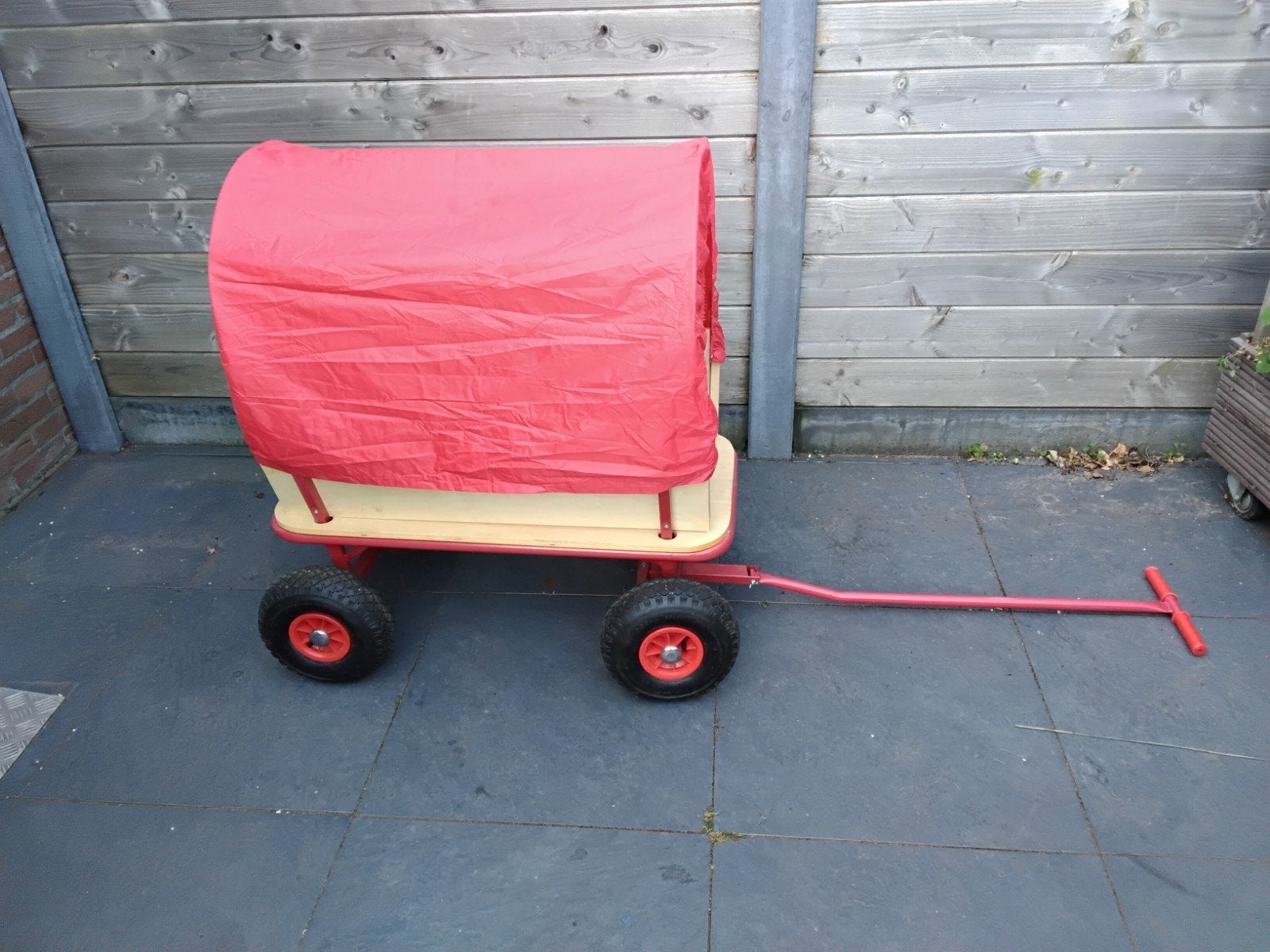 Houten bolderkar met huif - In goede en nette staat., Ophalen, Zo goed als nieuw, Duwvoertuig