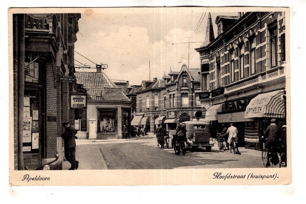 Apeldoorn Kruispunt Hoofdstraat 1940 Drukkerij, Verzenden, 1920 tot 1940, Ongelopen, Gelderland