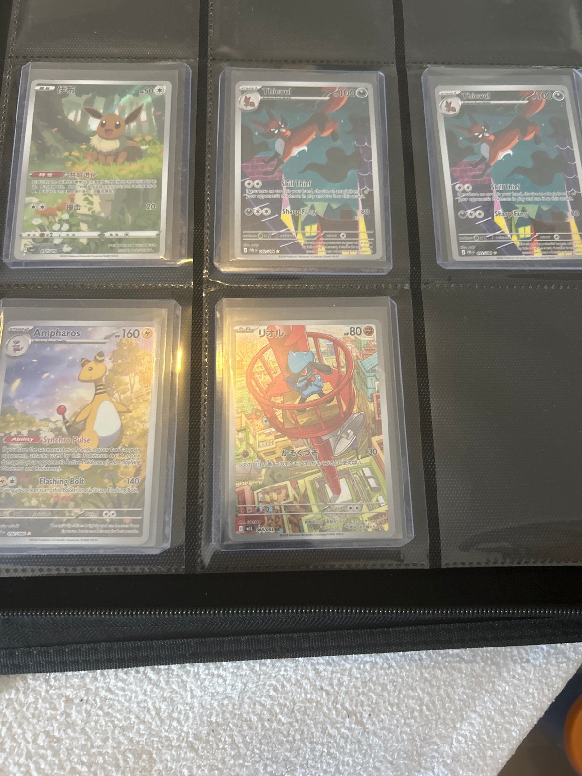Pokémon Kaarten: Eevee, Thievul, Ampharos, Riolu, Ophalen, Zo goed als nieuw, Meerdere kaarten