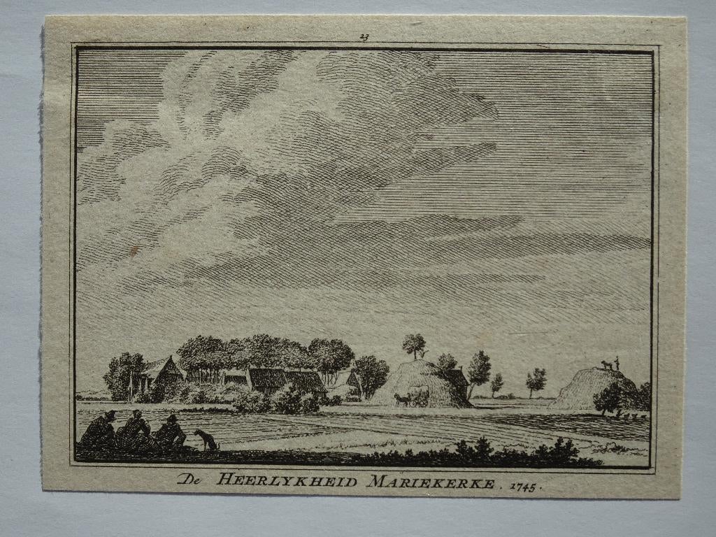 Gravure heerlijkheid Mariekerke Zeeland, 1745, Spilman, Antiek en Kunst, Kunst | Etsen en Gravures, Verzenden