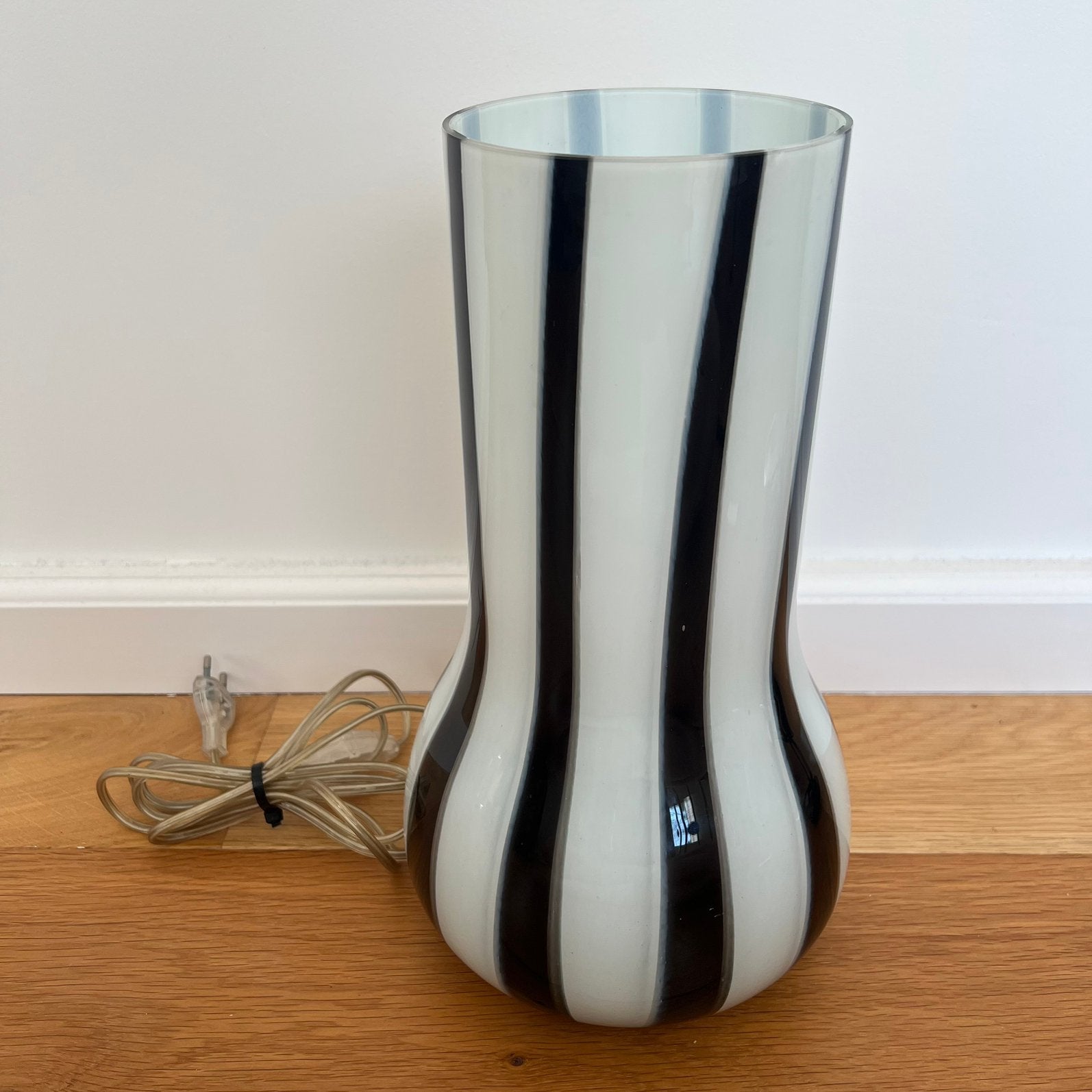 Vintage Hala Zeist glazen zebralamp, Wit, Ophalen, Gebruikt, E27 (groot)