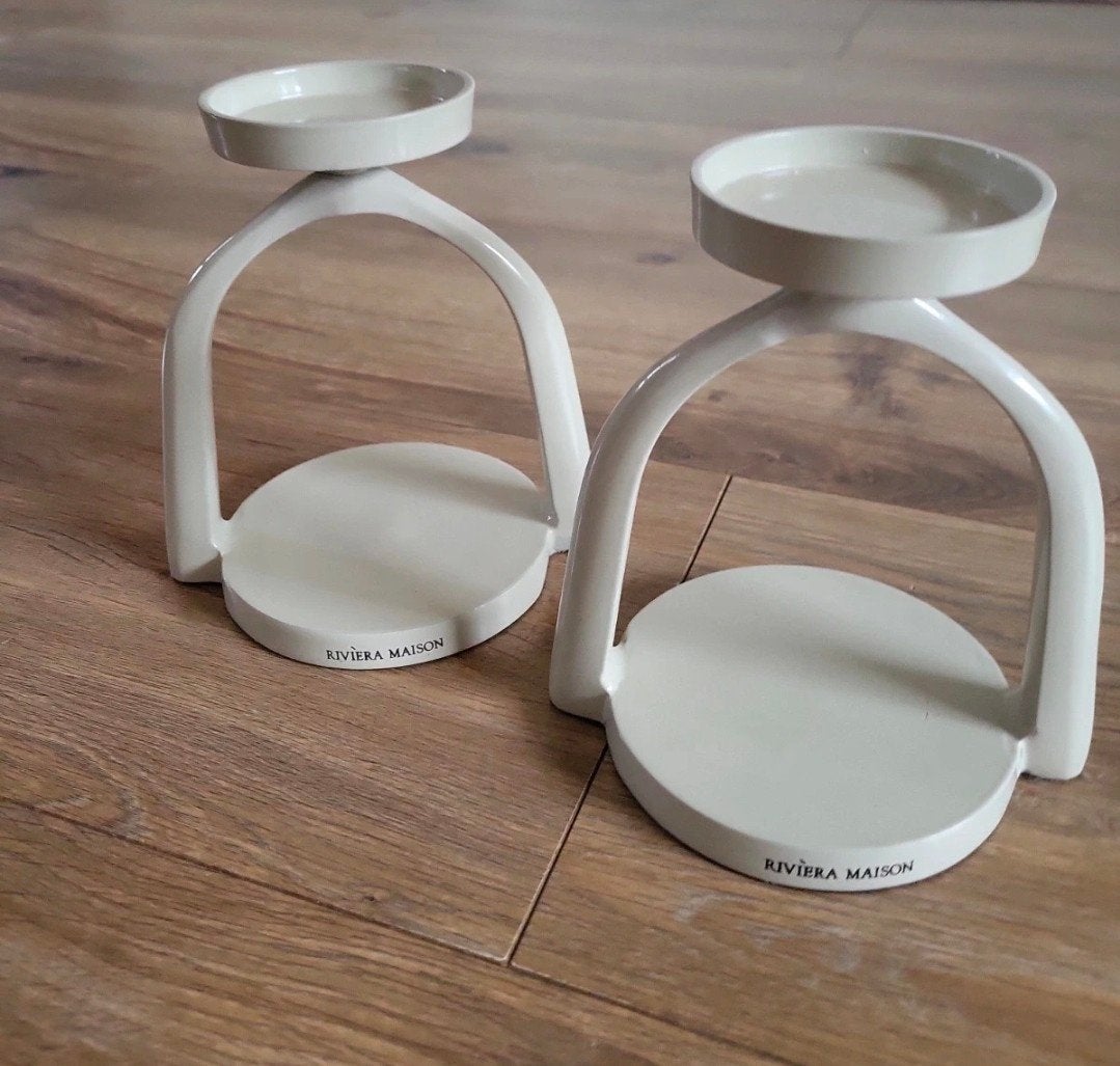 Nieuwe Rivièra Maison Kandelaars - Set van 2, Overige materialen, Ophalen of Verzenden, Crème, Kandelaar